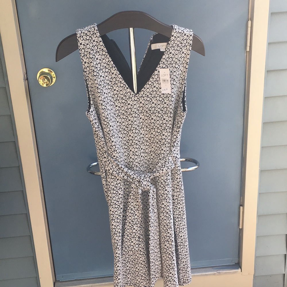 Floral Jacquard Tie Waist Flare Dress in Women